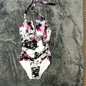 Floral Halter One-Piece Swimsuit
